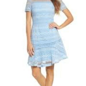 Chelsea28 Light Blue Lace Mini Dress